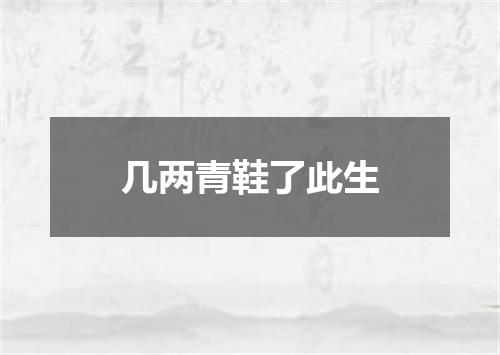 几两青鞋了此生