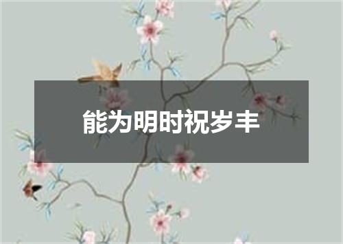 能为明时祝岁丰