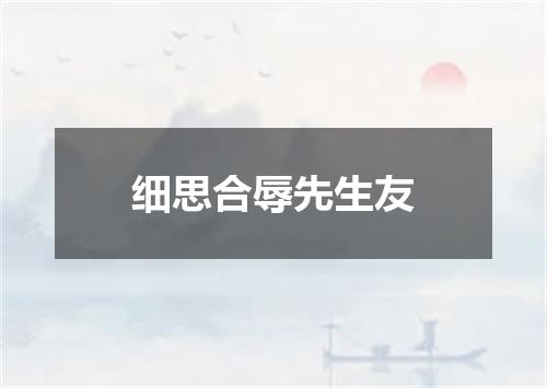 细思合辱先生友