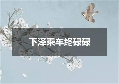 下泽乘车终碌碌