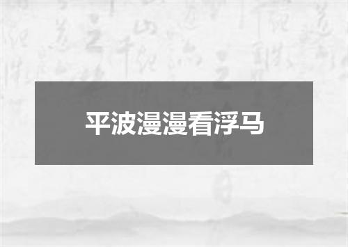 平波漫漫看浮马