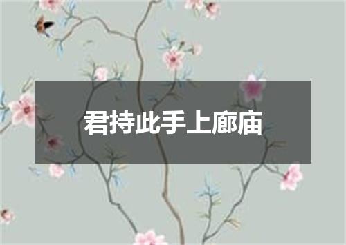 君持此手上廊庙