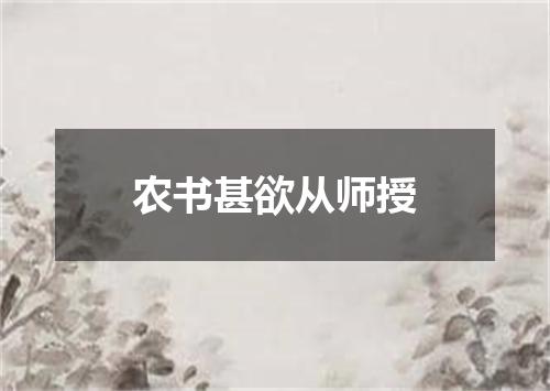 农书甚欲从师授