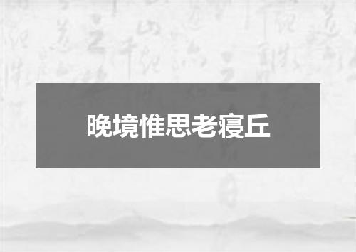 晚境惟思老寝丘