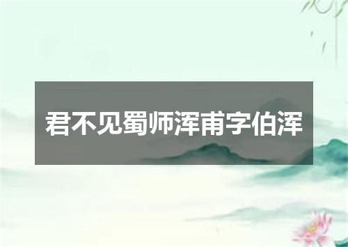 君不见蜀师浑甫字伯浑