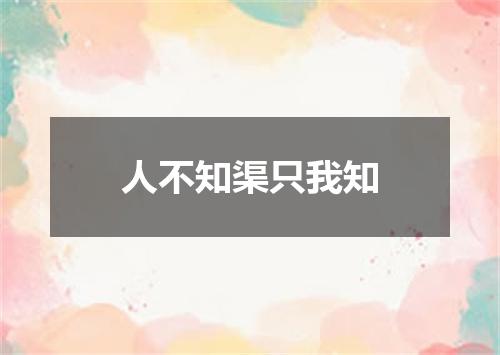 人不知渠只我知