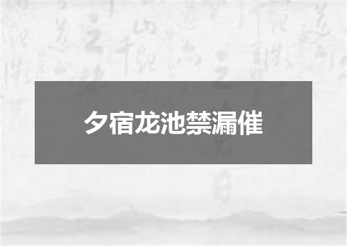 夕宿龙池禁漏催