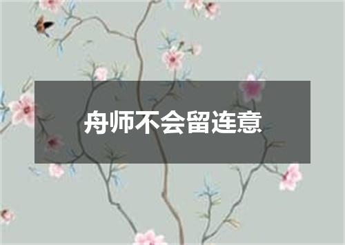 舟师不会留连意