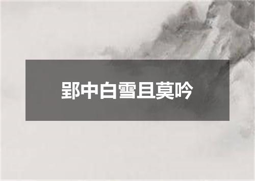 郢中白雪且莫吟