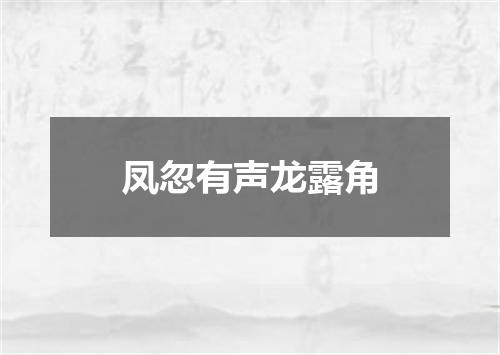 凤忽有声龙露角