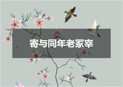 寄与同年老冢宰