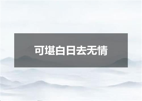 可堪白日去无情