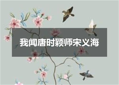 我闻唐时颖师宋义海