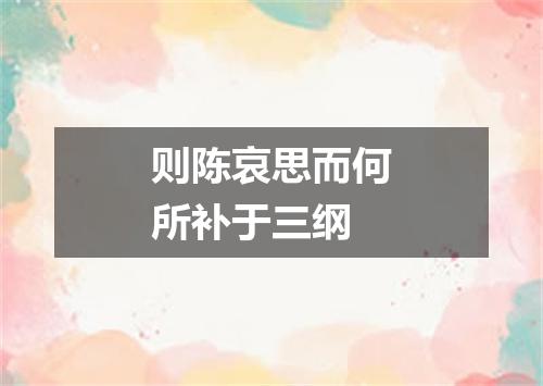 则陈哀思而何所补于三纲