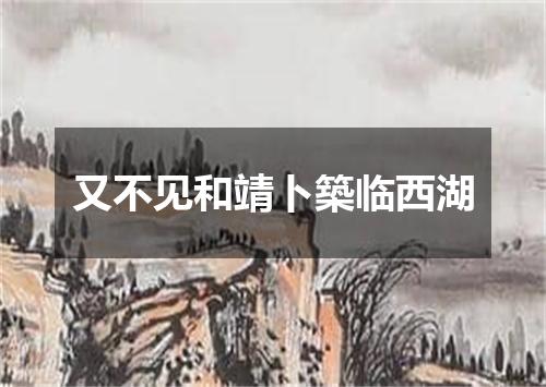 又不见和靖卜築临西湖