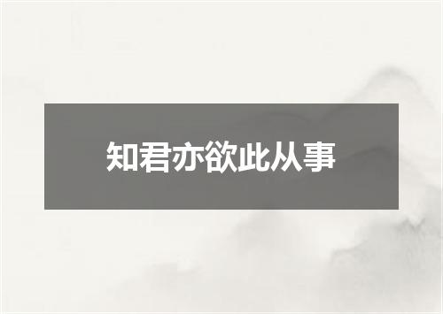 知君亦欲此从事