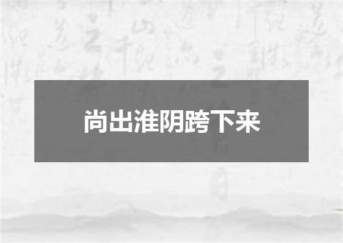 尚出淮阴跨下来