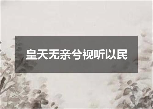 皇天无亲兮视听以民