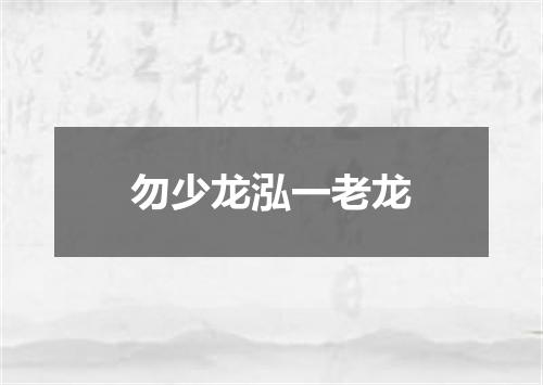 勿少龙泓一老龙