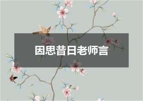 因思昔日老师言