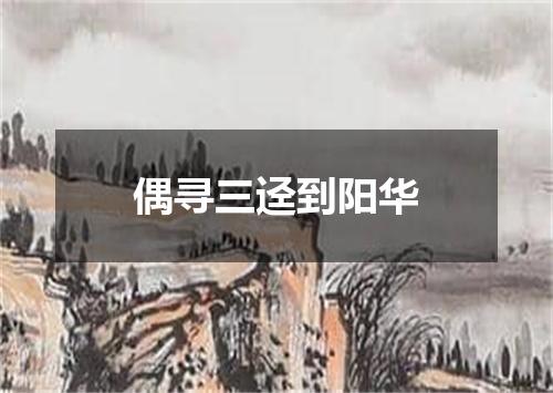 偶寻三迳到阳华