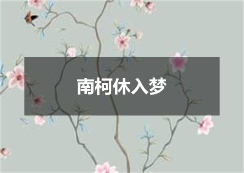 南柯休入梦