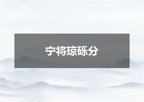 宁将琼砾分