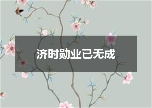 济时勋业已无成