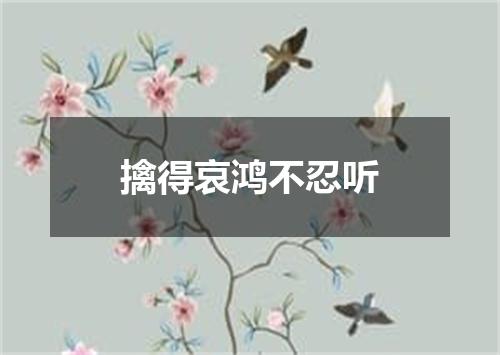 擒得哀鸿不忍听