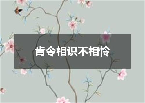 肯令相识不相怜