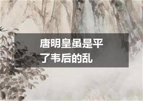 唐明皇虽是平了韦后的乱