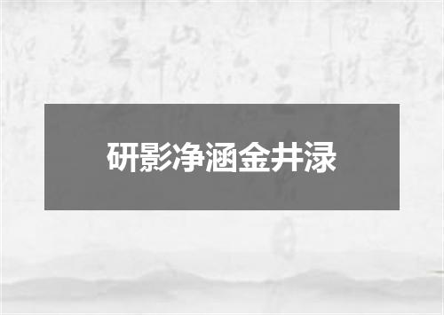 研影净涵金井渌