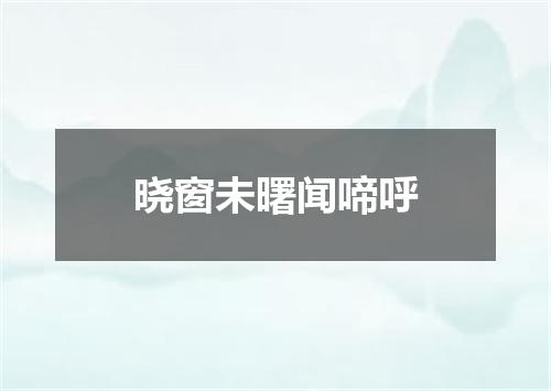 晓窗未曙闻啼呼