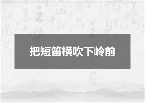 把短笛横吹下岭前