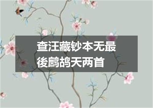 查汪藏钞本无最後鹧鸪天两首