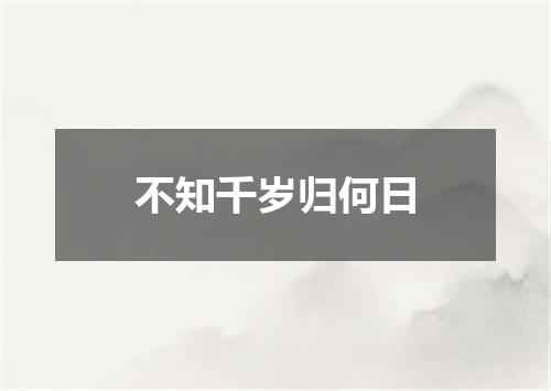 不知千岁归何日