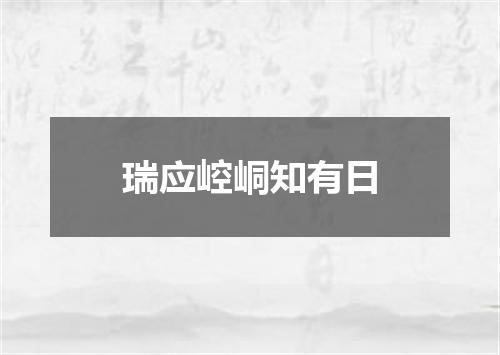 瑞应崆峒知有日