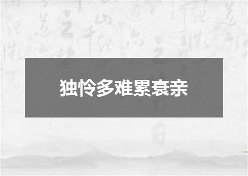 独怜多难累衰亲