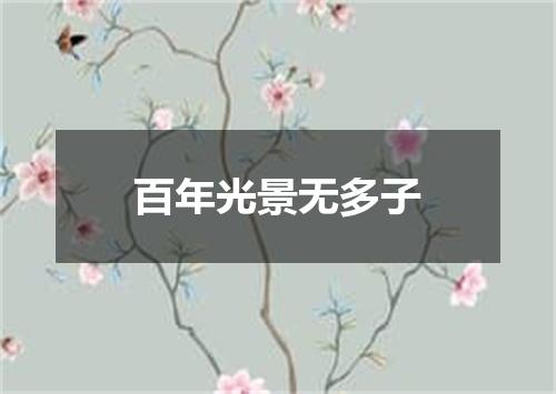 百年光景无多子