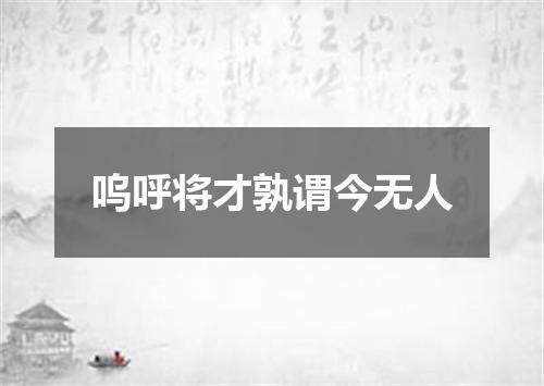 呜呼将才孰谓今无人