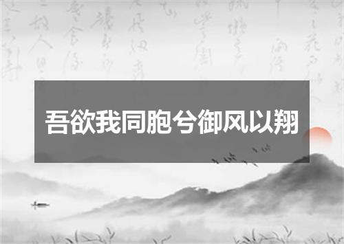 吾欲我同胞兮御风以翔