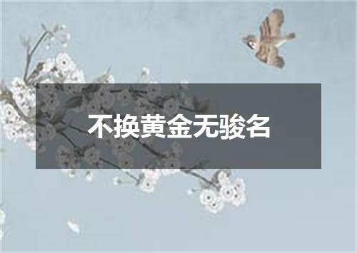 不换黄金无骏名