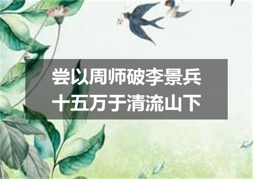 尝以周师破李景兵十五万于清流山下