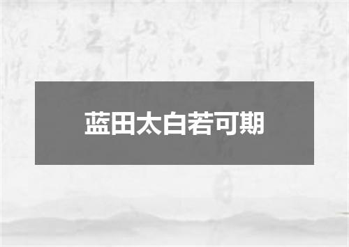 蓝田太白若可期