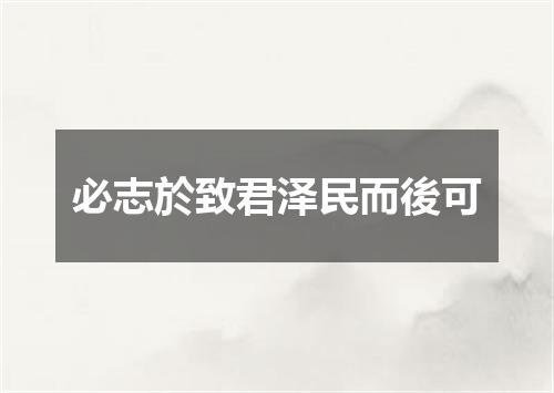 必志於致君泽民而後可