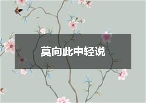 莫向此中轻说