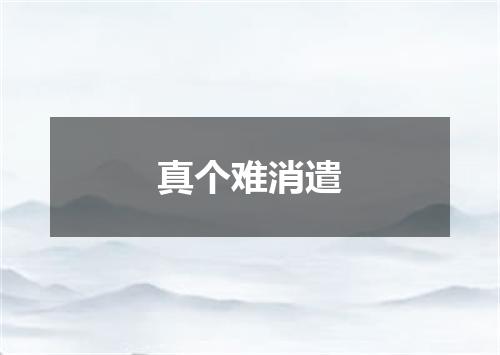 真个难消遣