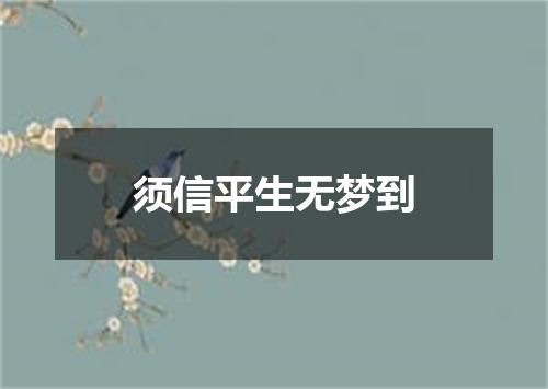 须信平生无梦到