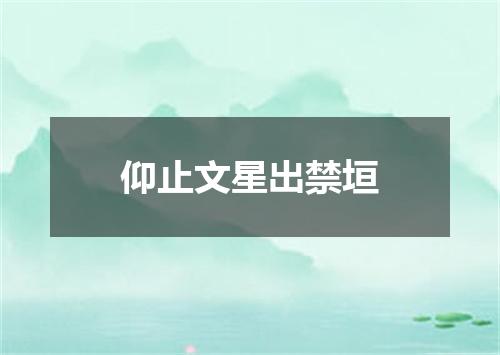 仰止文星出禁垣