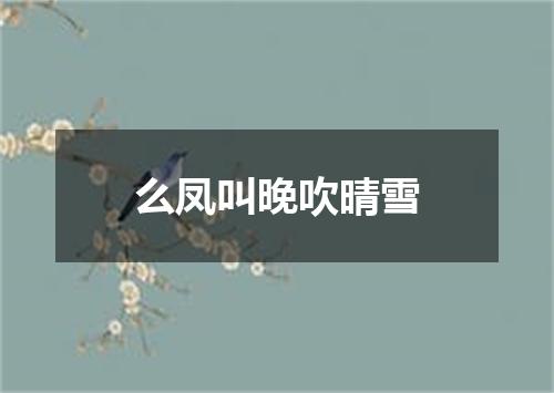 么凤叫晚吹晴雪